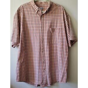 Utility Shirt Mens Casual Button Down Short Sleeve Madras Check Size XL Surf